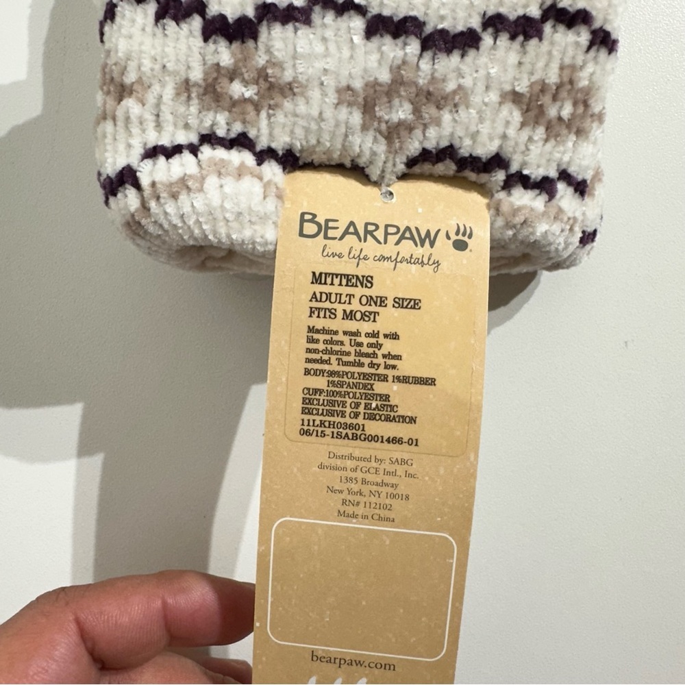 BEARPAW Women’s Mittens Adult Ivory NWT One Size - Picture 5 of 5